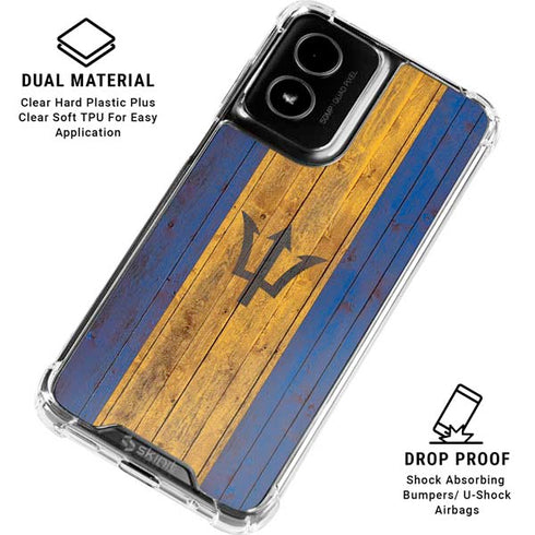 Barbados Flag Dark Wood Moto G Power 5G (2024) Clear Case